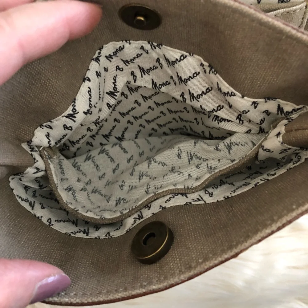 Mona B canvas and vegan leather crossbody purse with built in wallet - Picture 7 of 12